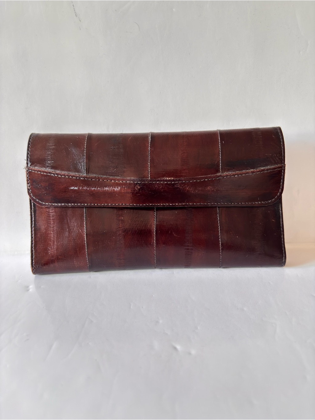 Vintage Von Shawmann Burgundy Red Eel Skin Wallet